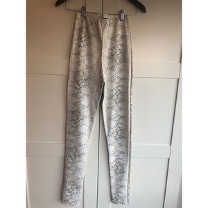 PLT white snakeskin faux leather leggings